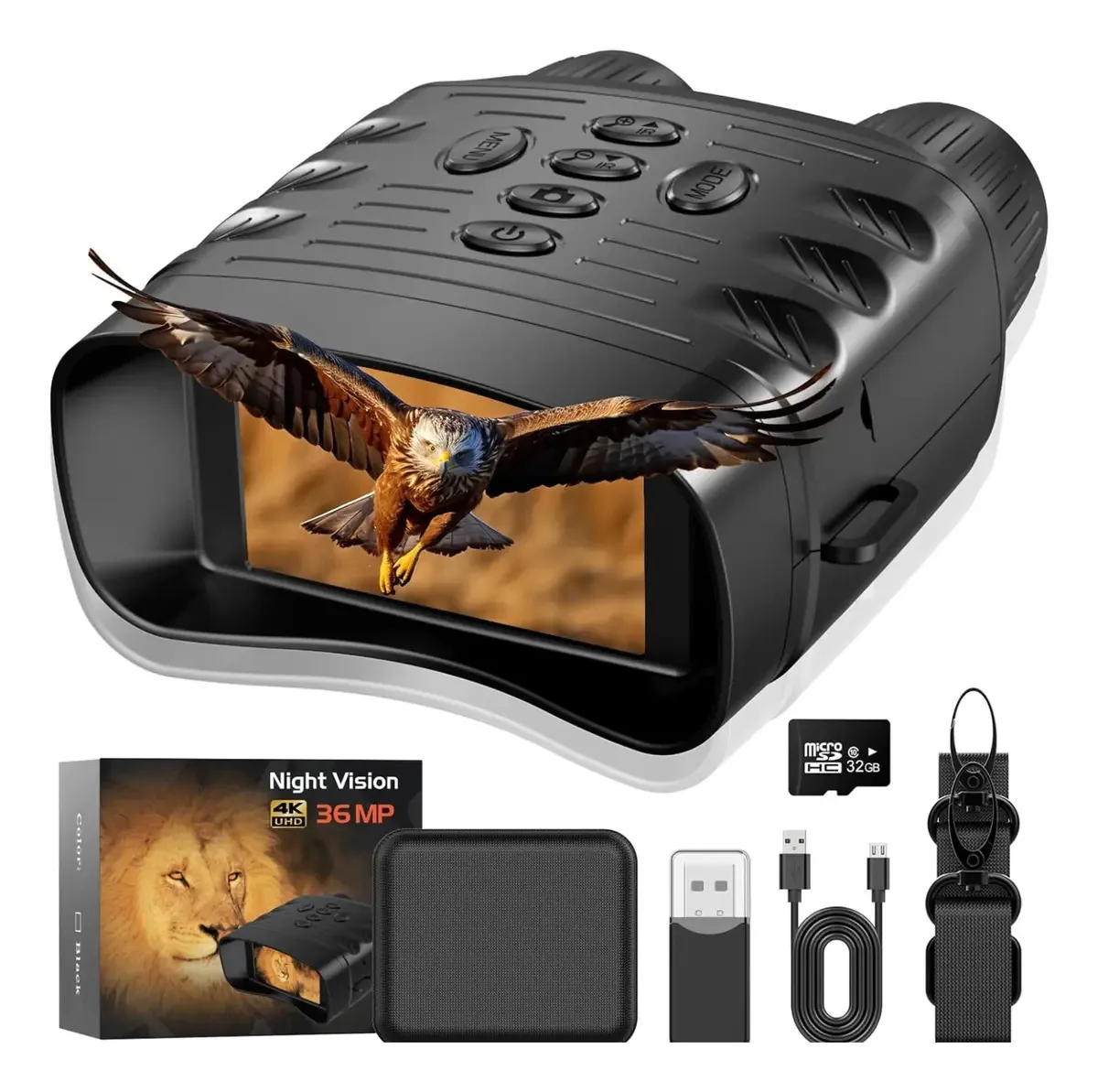 Night Vision Goggles 4k 36mp Fhd Binoculos Cor Preto