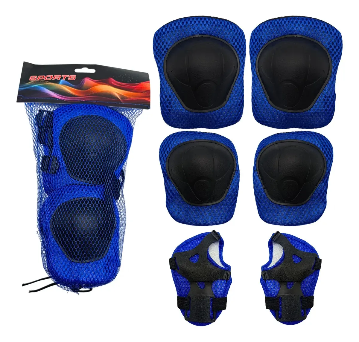 Kit de proteção: cotoveleiras, joelhos, pulseiras, para crianças