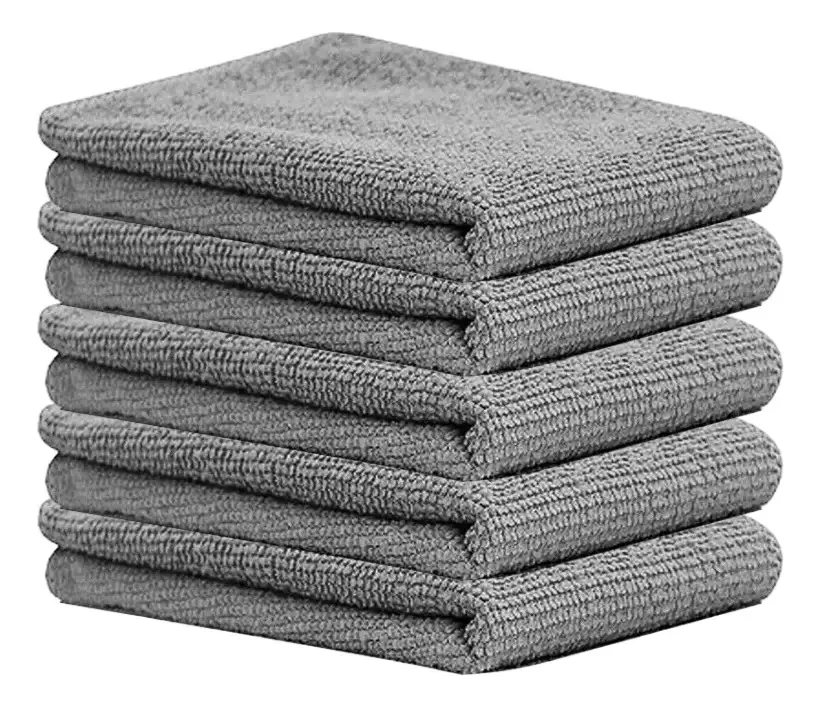 Kit 5 Flanelas Microfibra Cinza 210gsm Auto Crazy 29x29cm Limpeza Automotiva