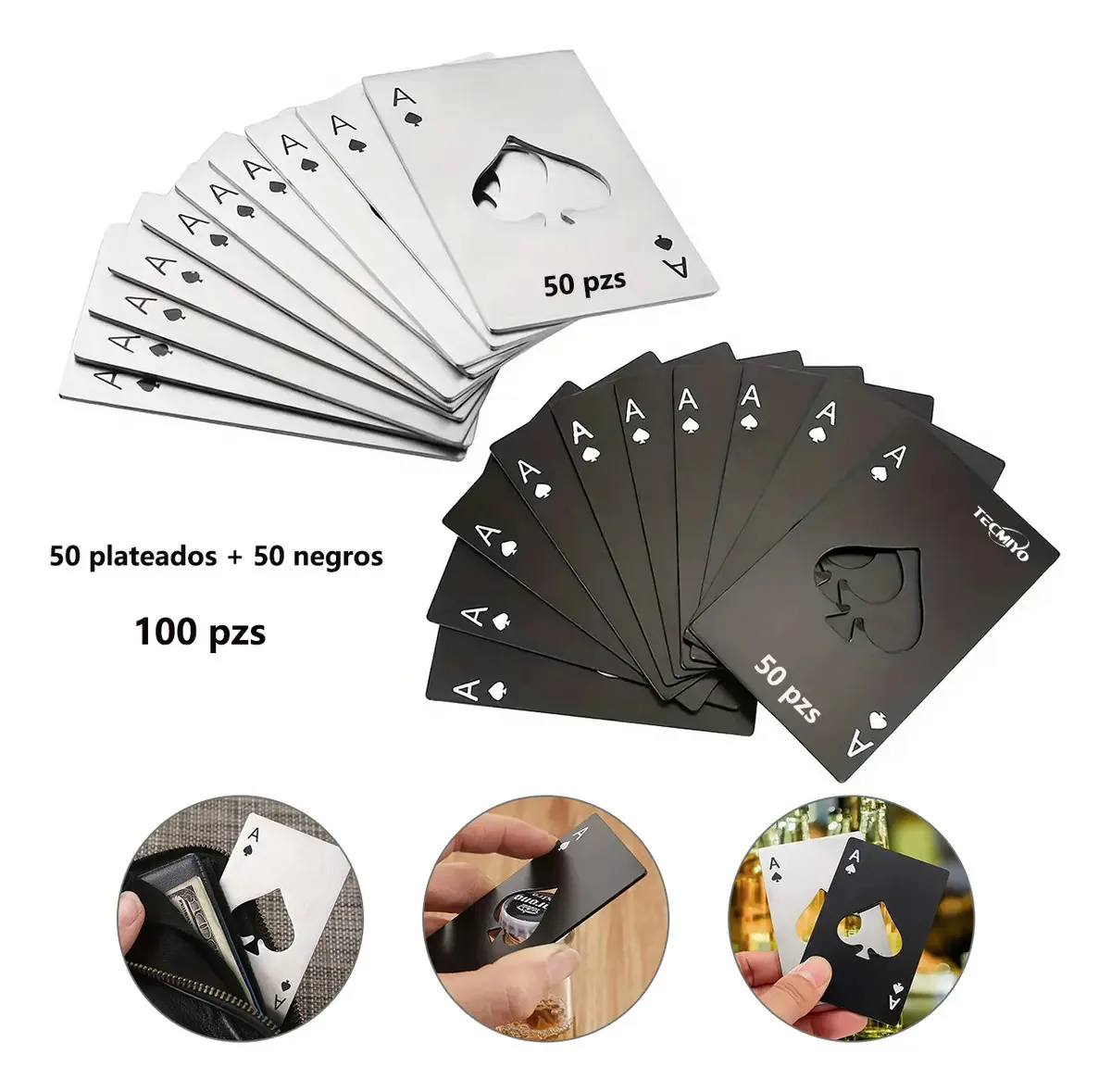 100 Destapadores Naipe Acero Inoxidable Colgantes Tecmiyo® destapador Carta100 Destapador Naipe Accesorios De Cocina Destapadoracero Inoxidable Destapador De Botellas