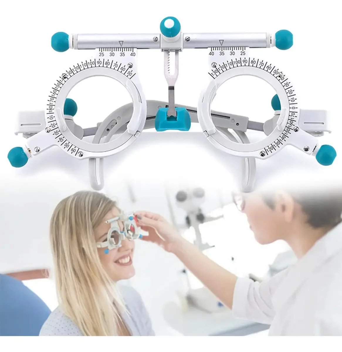 Gtannd Armação de Lentes de Teste Óptico Ajustável, Armação de Teste Óptico Universal Optométrico, Armação de Lentes de Teste para Optometria Ocular Ultraligeira, Ocular de Teste Óptico de Titânio