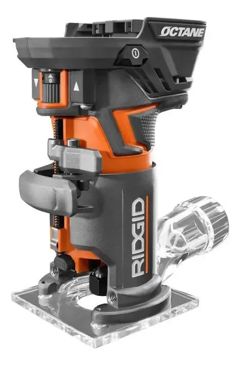 Ridgid Octane 18 Volts Sem Escovas Compacto Tupia Base Fixa Sem Escovas Com 0,63 Cm. Broca, Bases Redondas E Quadradas, E Chave De Pinça