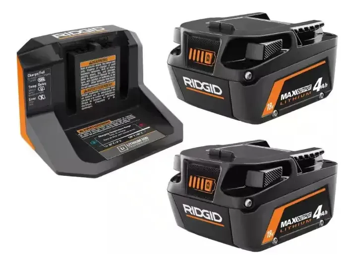 2 baterias e 1 carregador Ridgid 18v 4.0ah Ac8609340sb