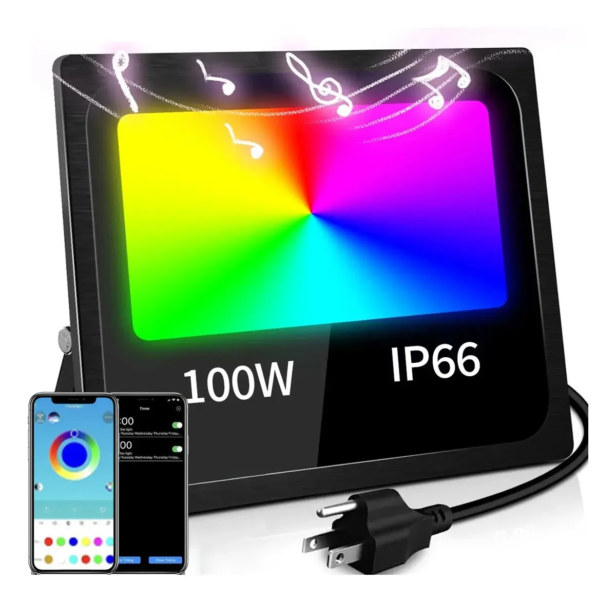 Refletores LED Rgb externos Bylifity Ip66 100W