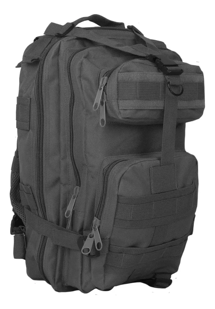 Mochila Garumi D3016 Tactica preta, cor lisa, design suave, 30l