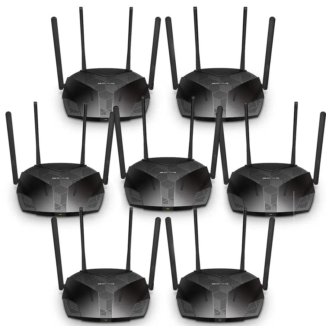 Kit de roteadores Cronos 7 TP-Link Wifi 6 MR80x, banda dupla, 3000 Mbps, potência estável, processador Gigabit, segurança avançada, conexão fluida multiusuário