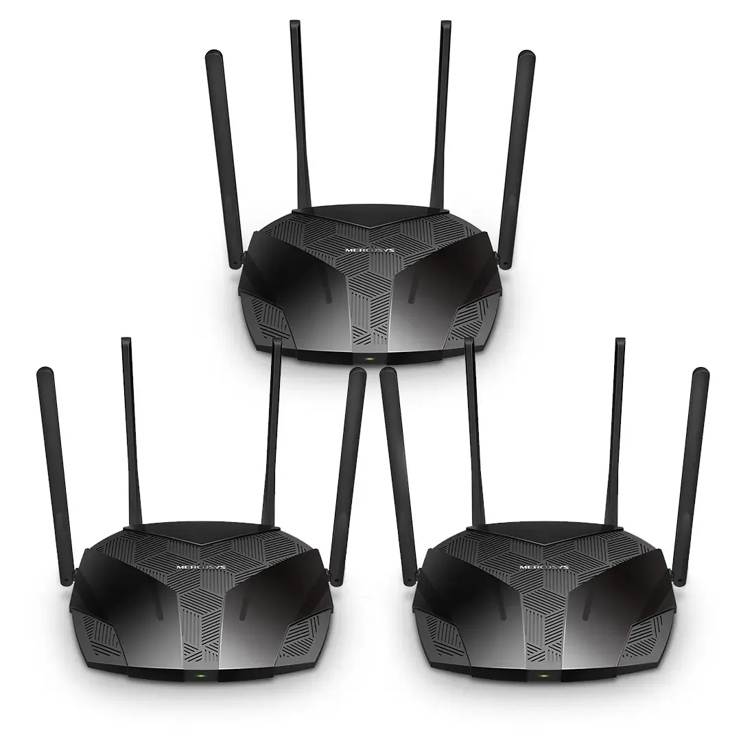 Kit de roteadores Cronos 3 TP-Link Wifi 6 MR80x, banda dupla, 3000 Mbps, potência estável, processador Gigabit, segurança avançada, conexão fluida multiusuário