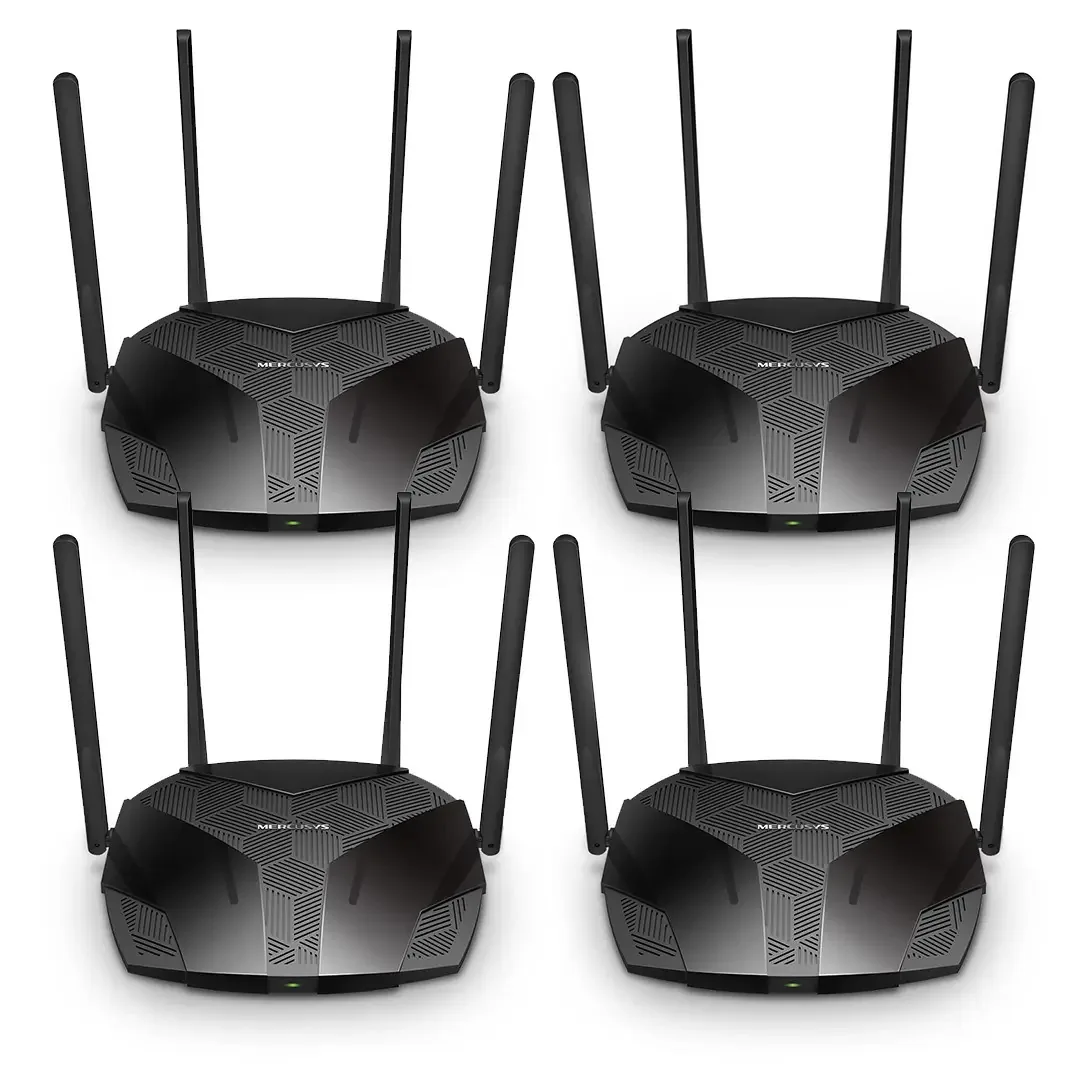 Kit de roteadores Cronos 4 TP-Link Wifi 6 MR80x, banda dupla, 3000 Mbps, potência estável, processador Gigabit, segurança avançada, conexão fluida multiusuário