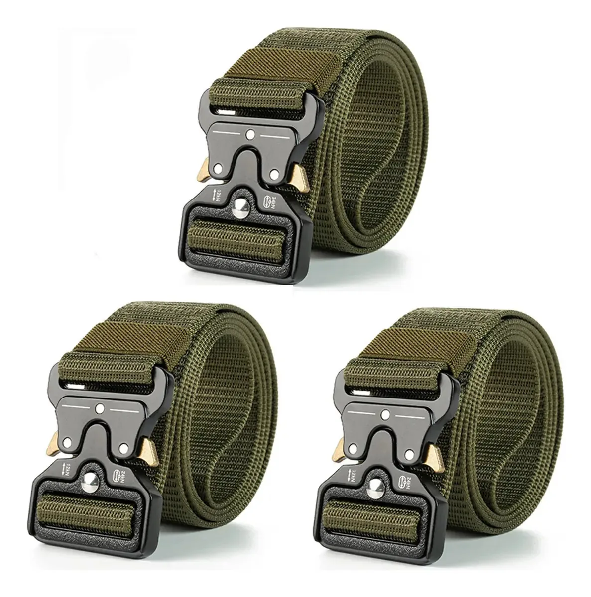 Cintos Táticos Ajustáveis De 3 Peças Cinto Militar Antialérg Cor Green*3 Tamanho 125