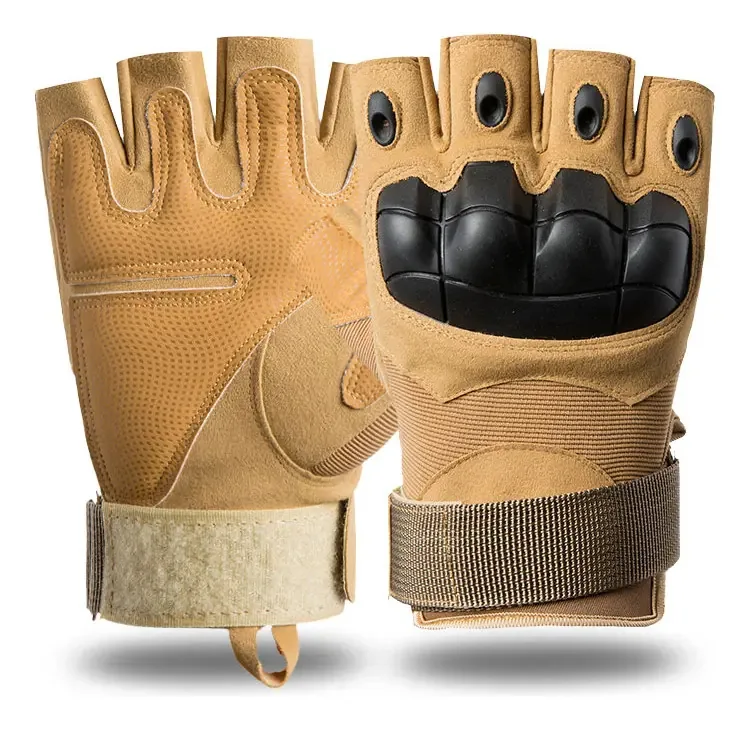 Luvas De Motocicleta Luvas Táticas Militares De Meio Dedo Cor Amarelo Tamanho Gg