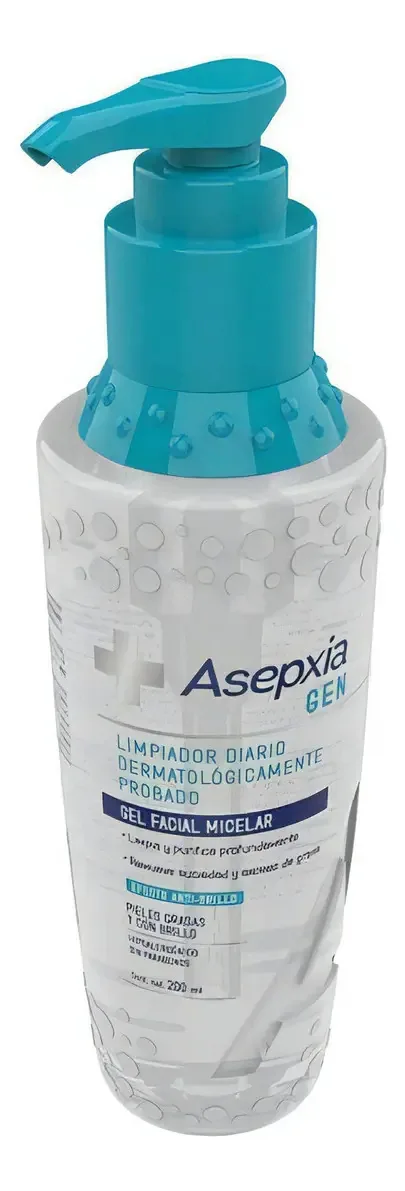 Gel de limpeza facial micelar Asepxia Gen 200ml