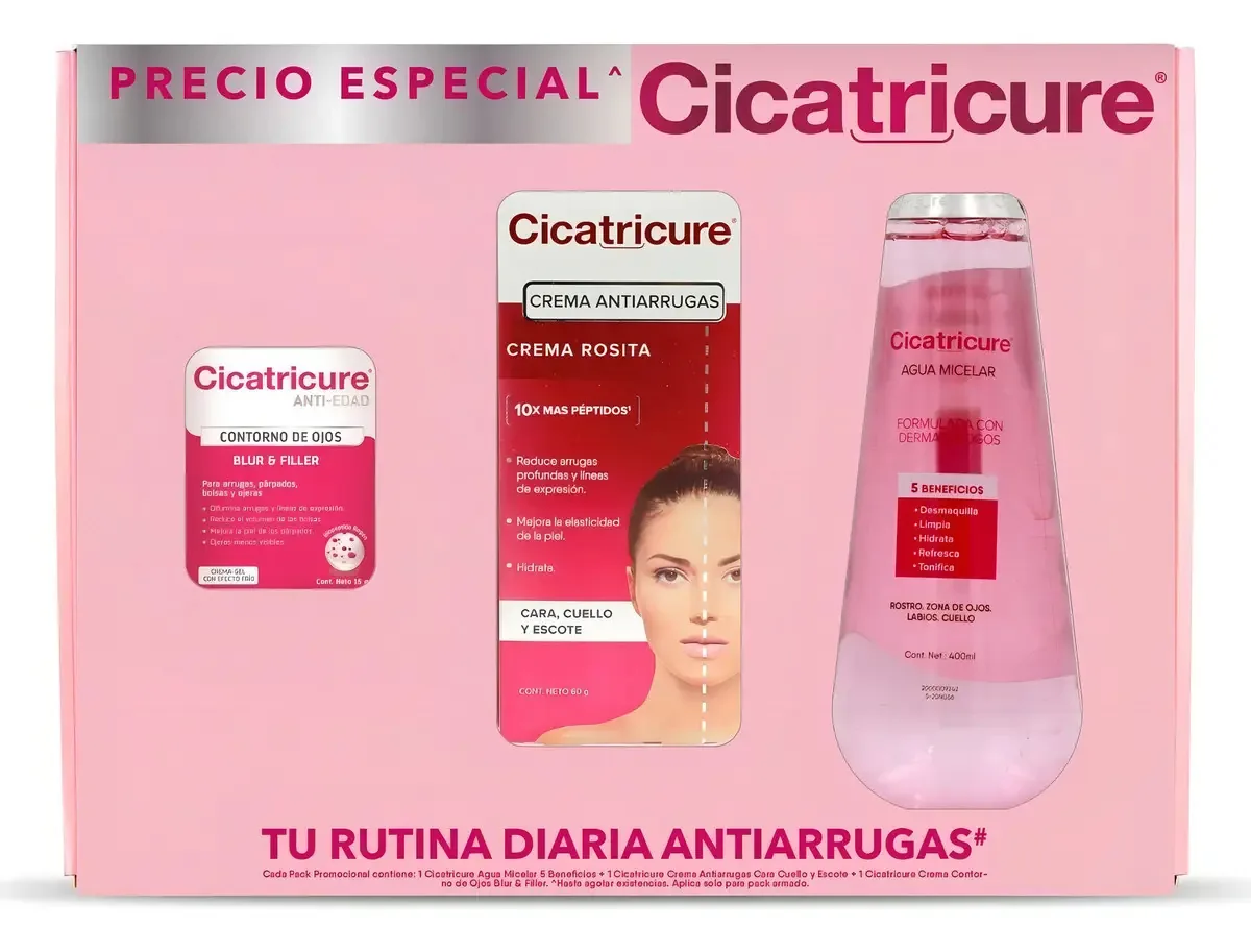 Kit de cuidados com a pele de rotina anti-rugas Cicatricure Rosita