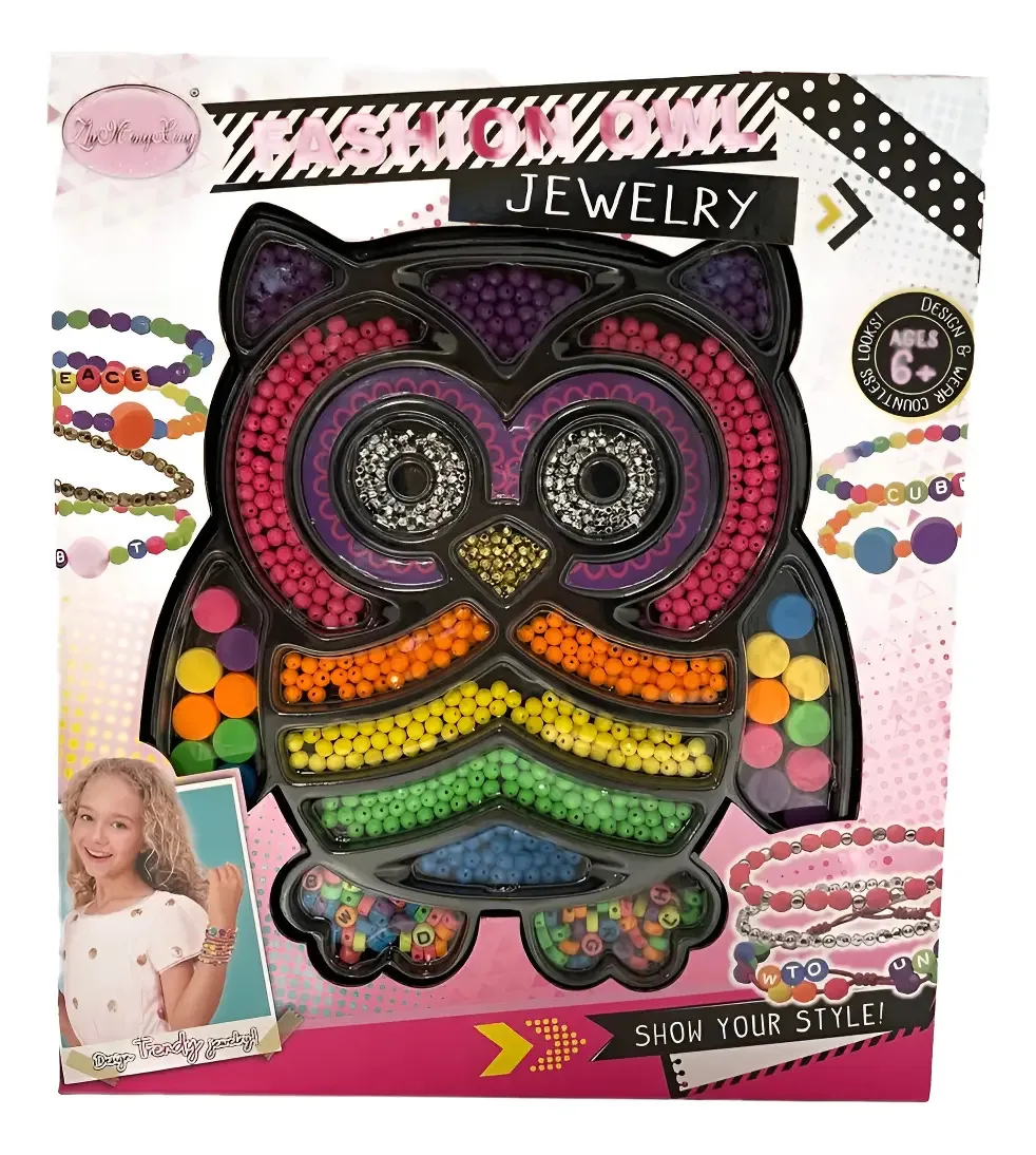 Conjunto para montagem de pulseiras multicoloridas de coruja