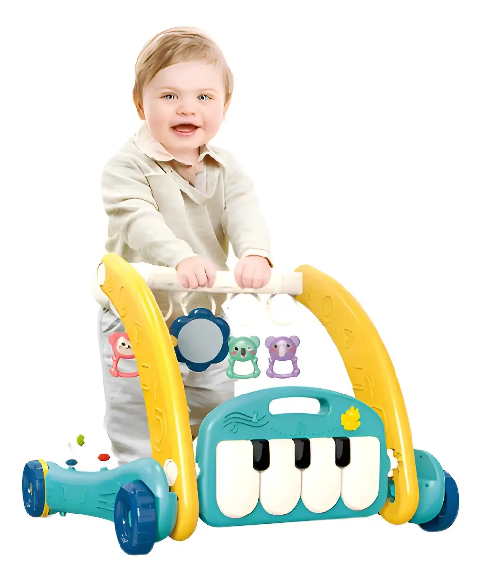 Centro de jogos multifuncional Gym Piano Walker, cor azul claro