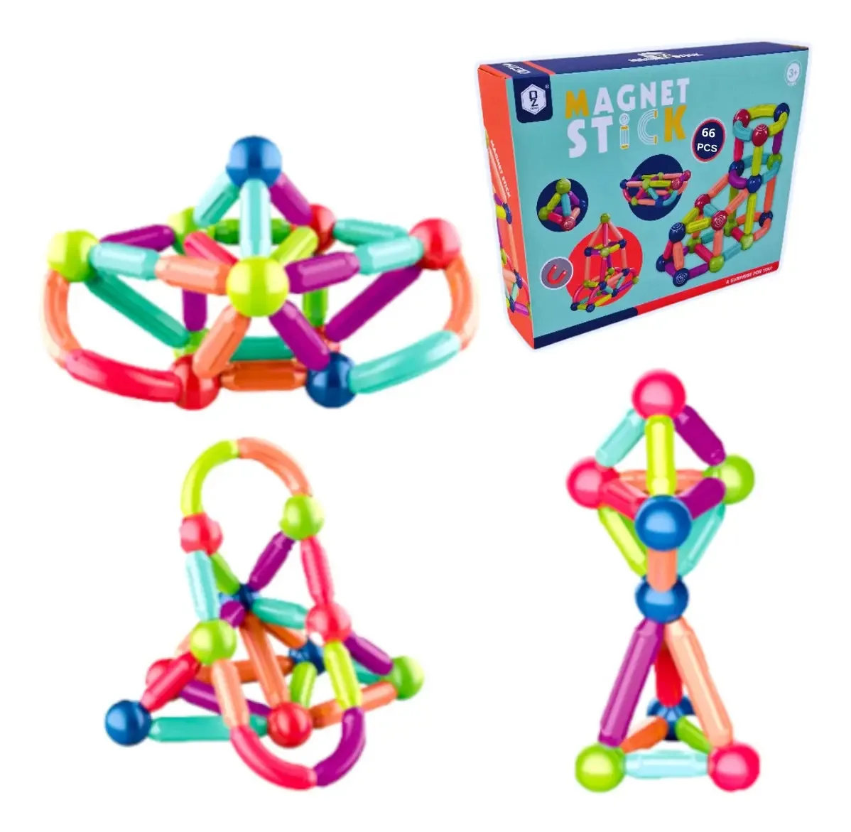 Conjunto de brinquedos magnéticos de blocos magnéticos de 66 peças para crianças