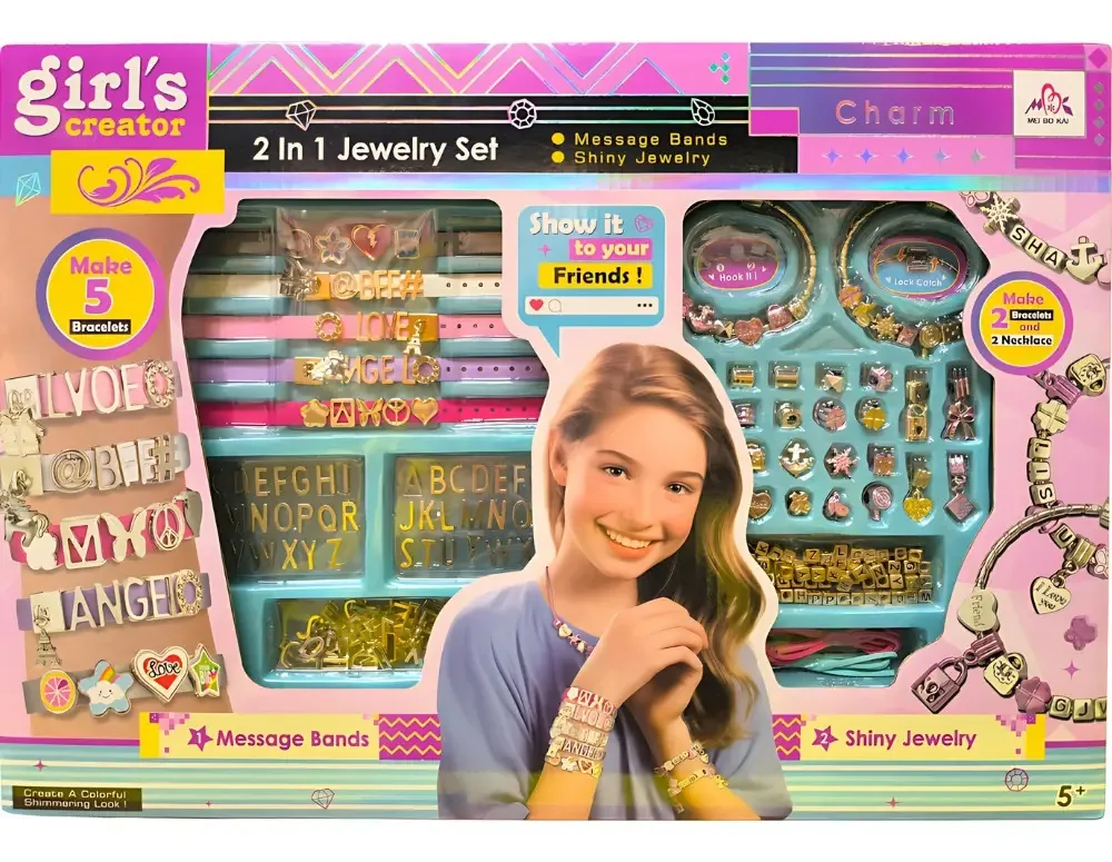 Conjunto de pulseiras de bijuteria com cartas, mensagens e acessórios 075