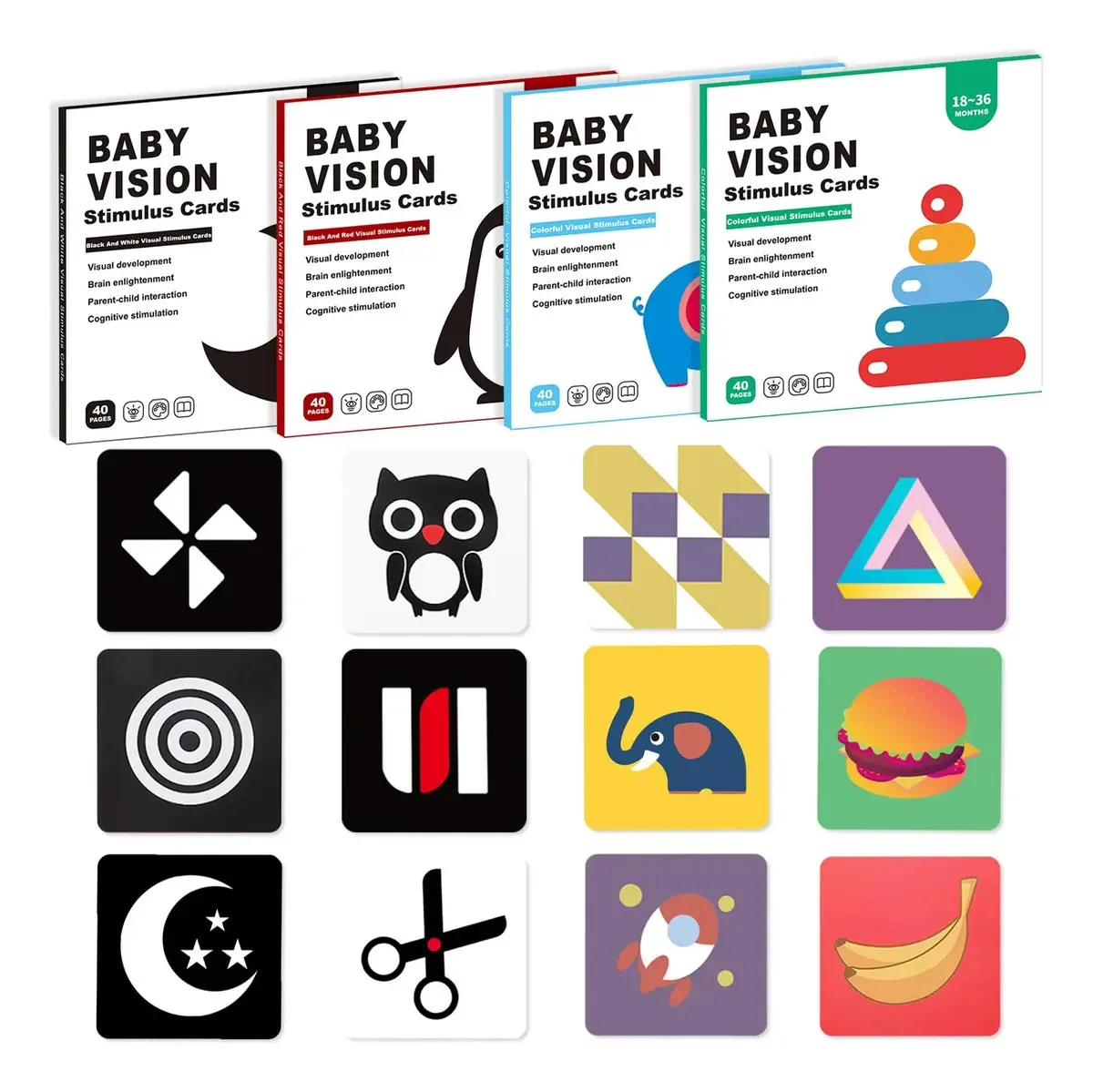 Cartões Flash de Alto Contraste para Crianças 80 Flashcards