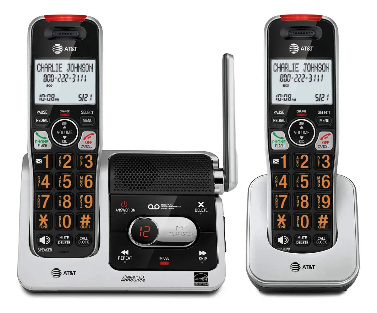 Acessório de Fone de Ouvido At&t Com Alcance Imbatível E Bloqueador de Chamadas Inteligente, Bl102-0 (prata/preto)