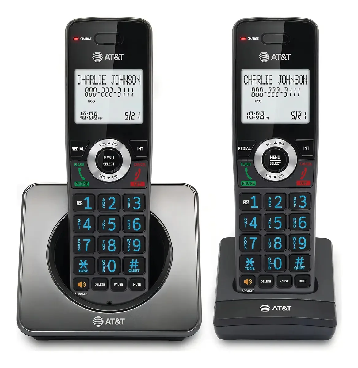 2 fechaduras de telefones sem fio AT&T Gl2101-2 e cor preta