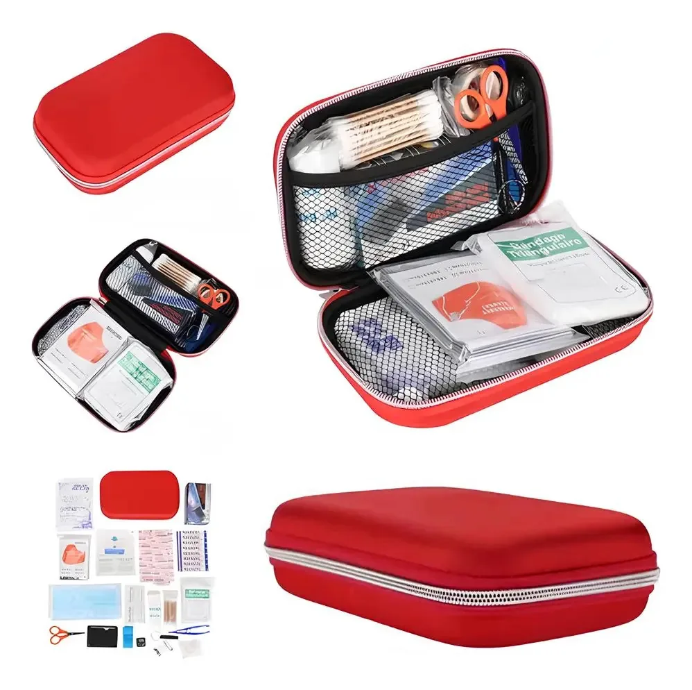 Bolsa de primeiros socorros de emergência doméstica Kit de primeiros socorros externo para carro, conjunto de 26 peças vermelhas