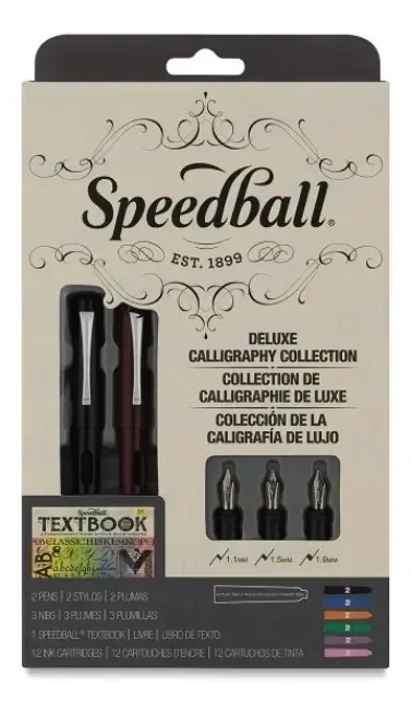 Estojo de Caneta Tinteiro Speedball Luxo para Caligrafia com 2 Canetas e 12 Cartuchos