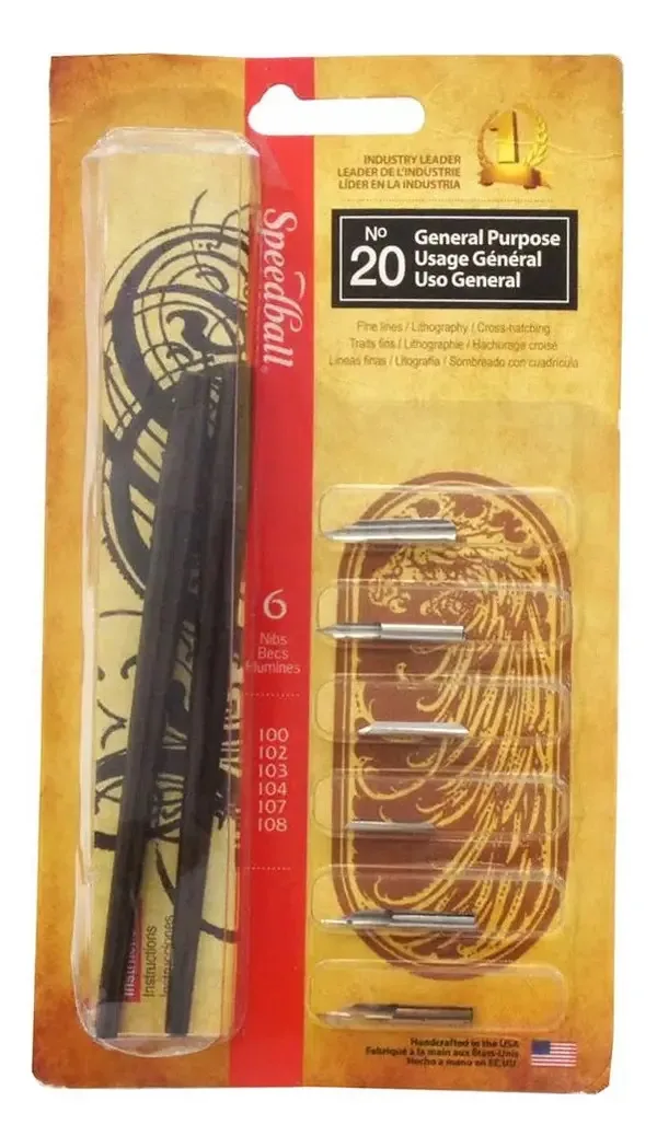 Kit Caligrafia Speedball com Canetas e Tinta de 8 Peças