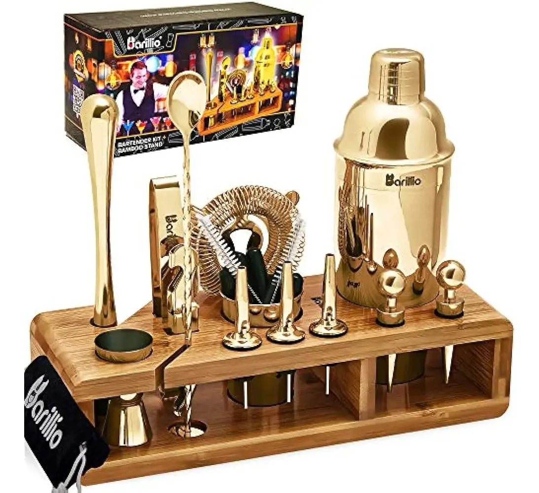 Conjunto de coquetéis Barrel Gold Bartender de 23 peças