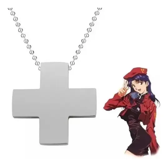 Colar de prata Misato Neon Genesis Evangelion Anime Cosplay Katsurag