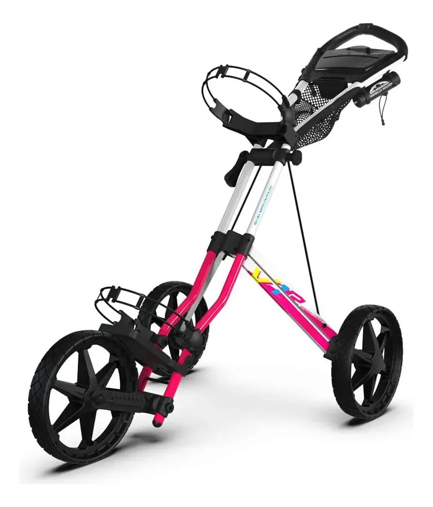 Carrinho de golfe Speed Cart V1r rosa e branco