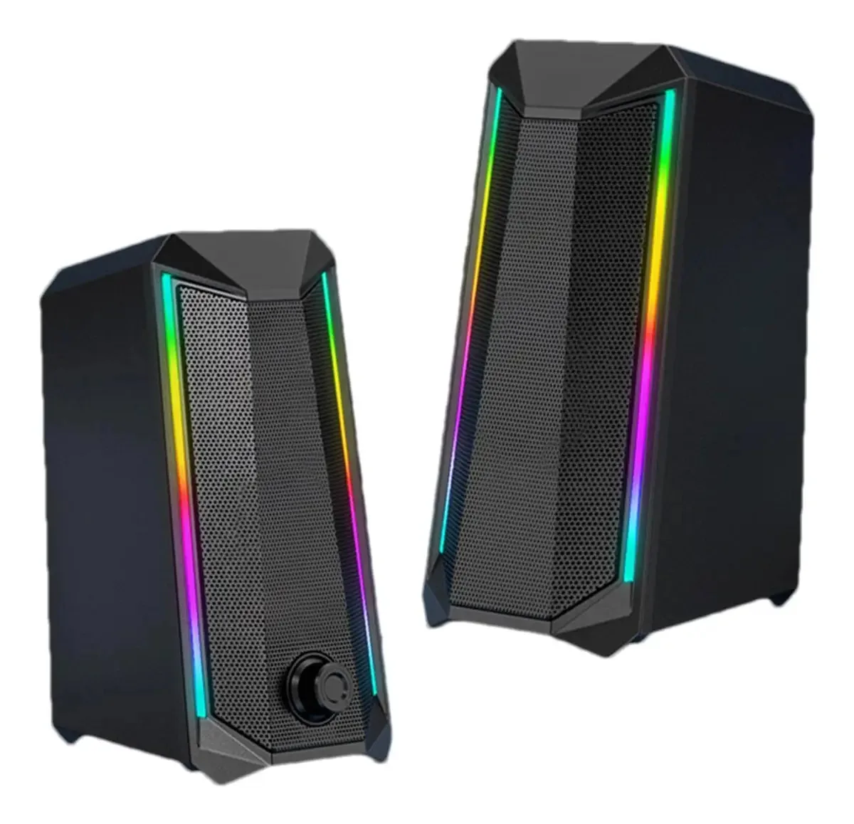 Alto-falantes A/r Rgb para PC, alto-falantes Rgb para PC - 2 alto-falantes de mesa Rgb, alto-falantes Rgb alimentados por USB com som aprimorado e controle de volume de fácil acesso para computador