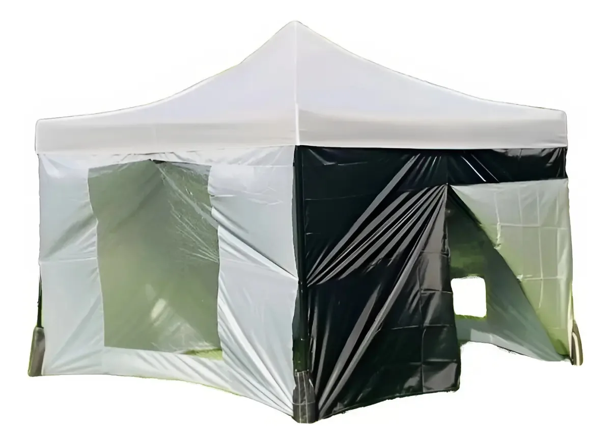 Toldo de paredes 3x3 M com janelas e zíper. De cor cinza
