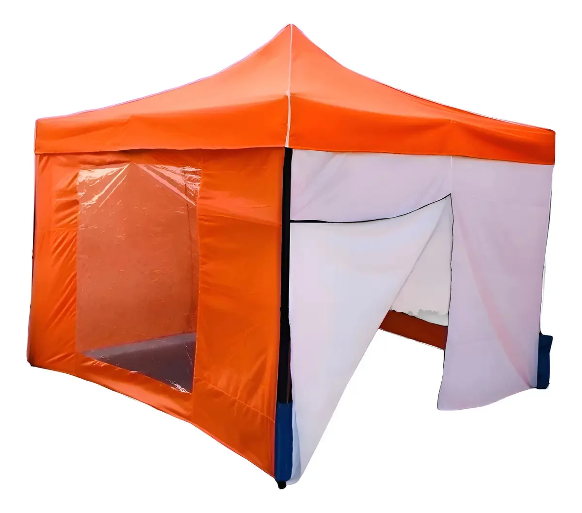 Toldo de paredes 3x3 M com janelas e zíper. De cor laranja