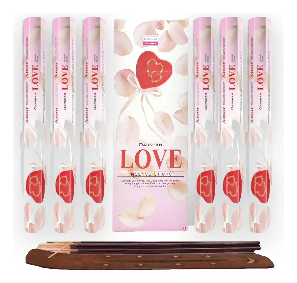 Incenso Darshan Mayoreo 120 palitos com porta-incenso More Aroma Love Fragrance