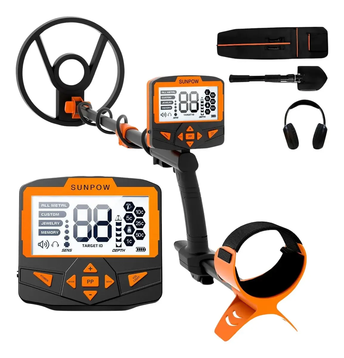 Detector de metais profissional Sunpow Otmd09 cor laranja