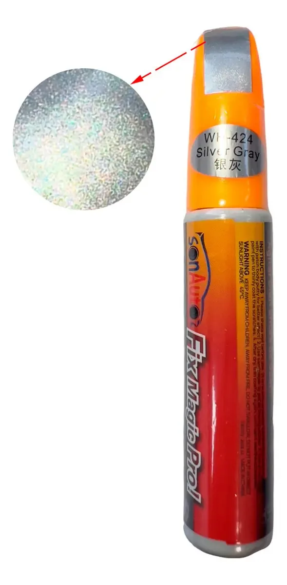 Lápis corretivo, repara arranhões, retocador automático de 12 ml, cinza, cor prata