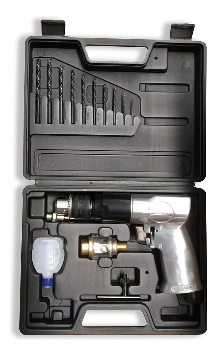 Furadeira pneumática reversível Flovi com mala + 16 peças