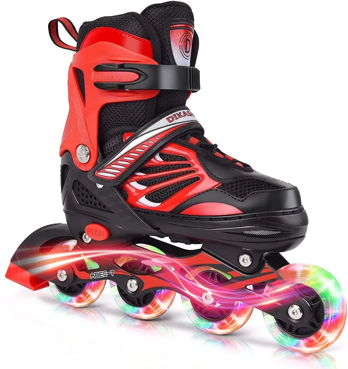 Dikashi - Patins ajustáveis em linha - pretos, azuis, vermelhos