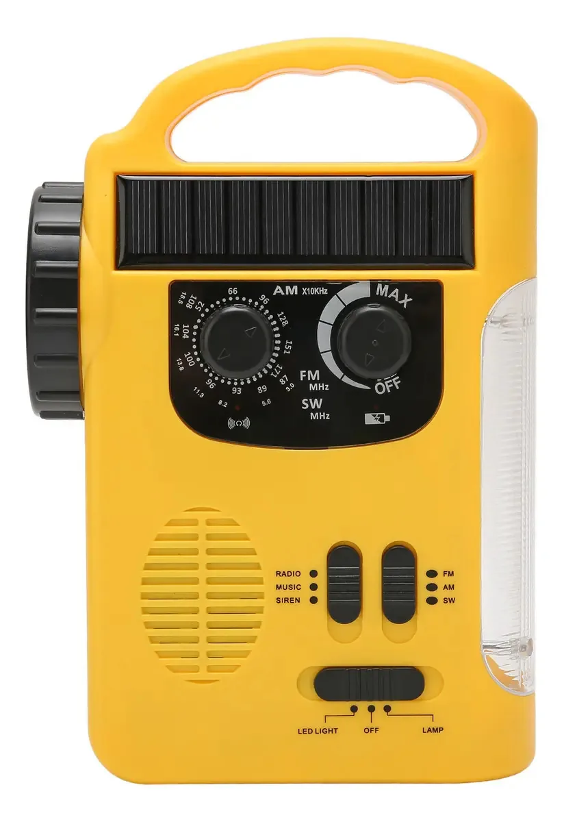 Rádio Solar Hand Crank Am Fm Sw Emergency Led
