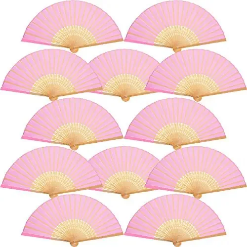 Ventiladores de mão Bememo, ventiladores dobráveis de seda de bambu
