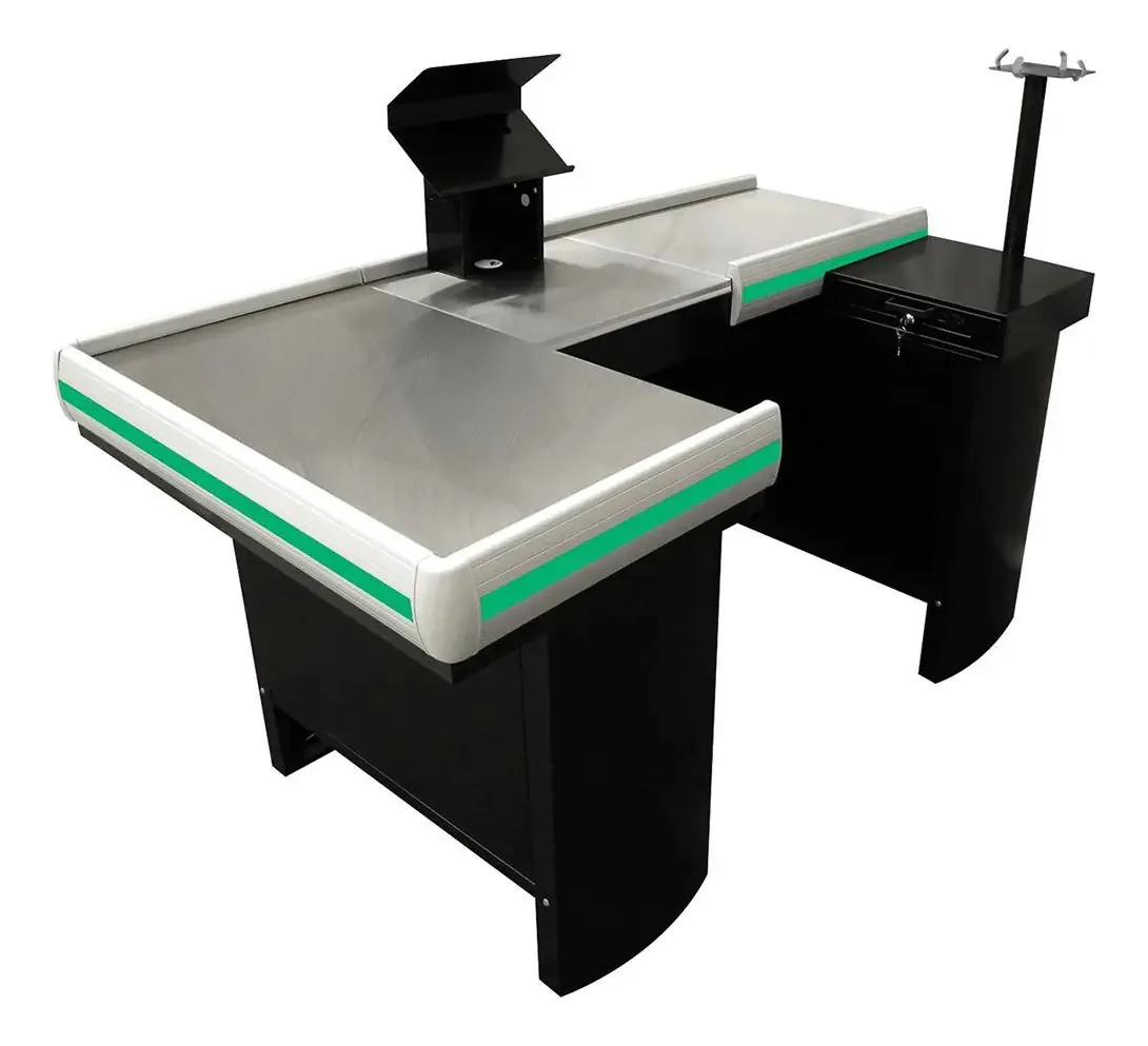 Checkout Caixa Supermercado Kit Automação E Furo Balança 180 Cor Preto Perfil Verde