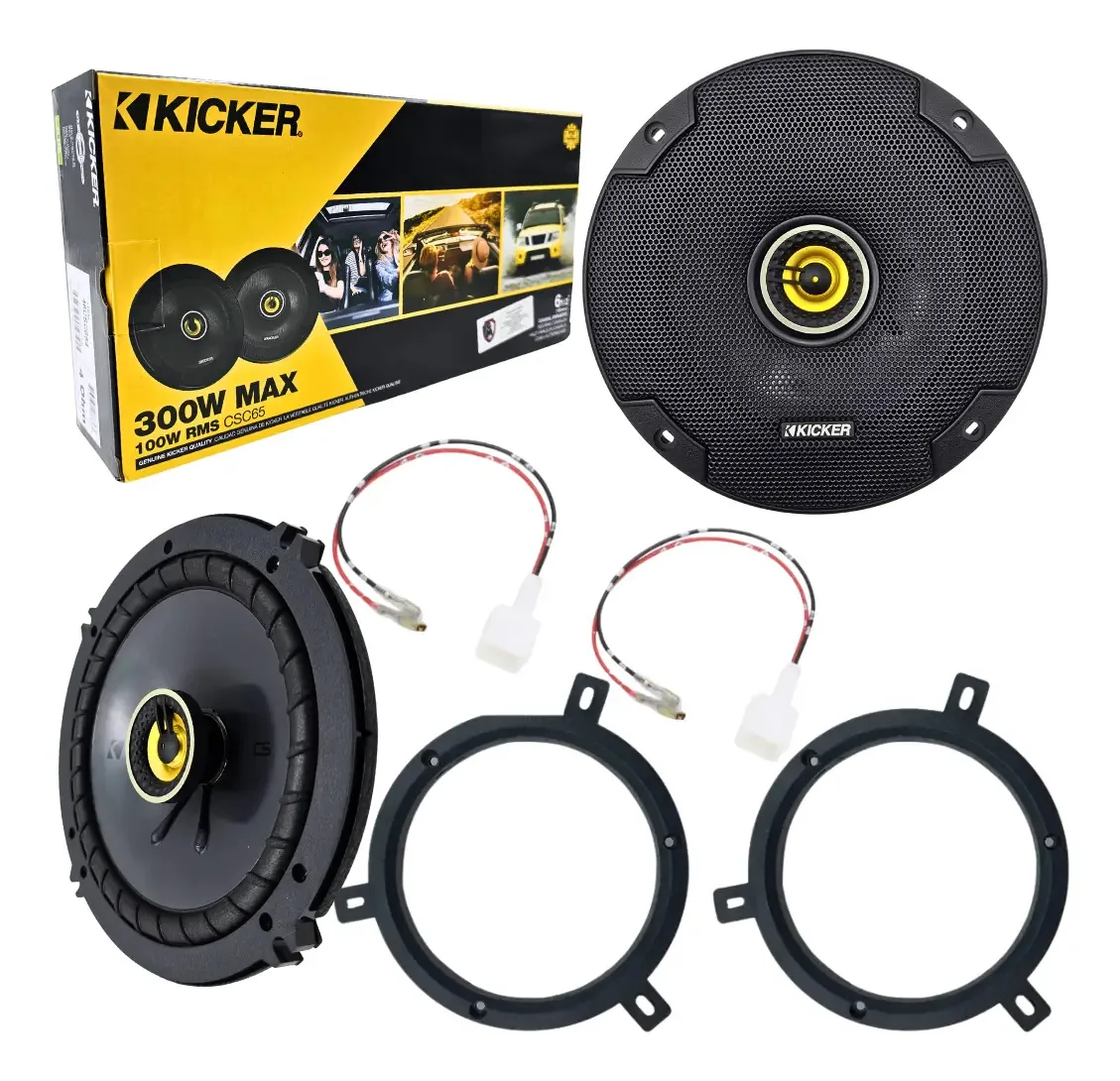 Alto-falantes Kicker Csc65 100w 6.5, bases e par de arnês Nissan, cor preta