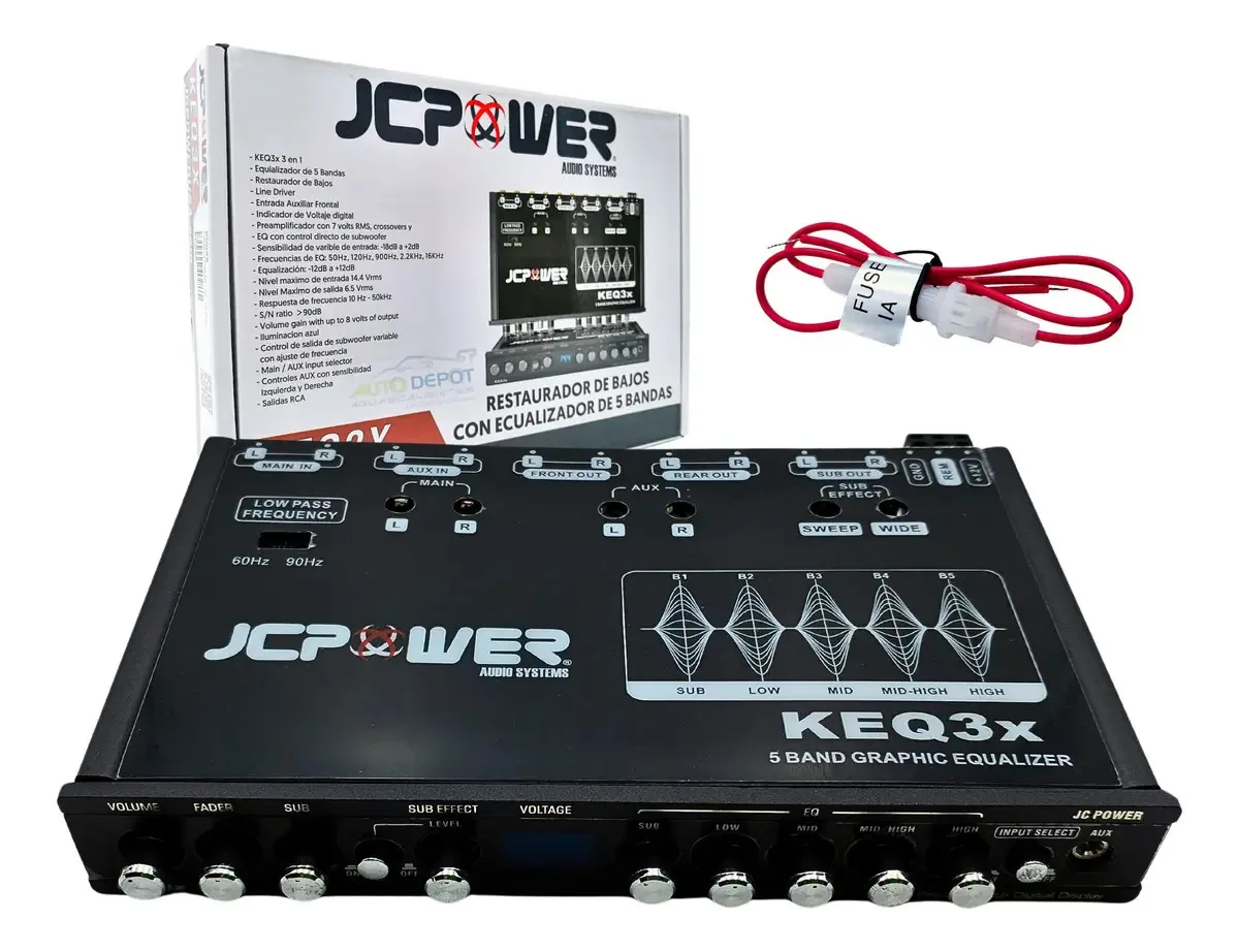 Restaurador de baixo de 5 bandas Jc Power KEQ3x Epicentro, 1 unidade, cor preta