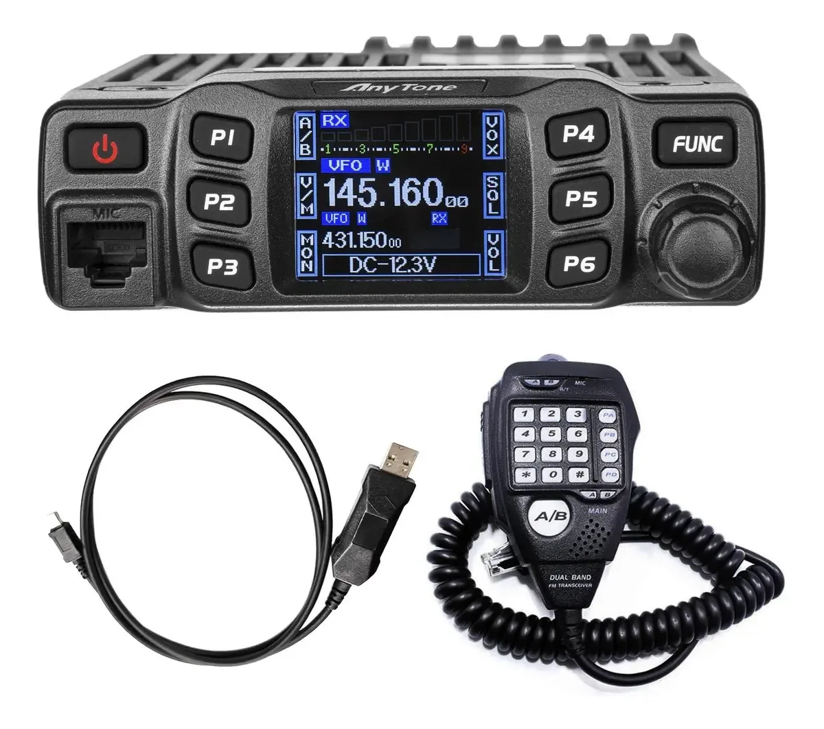 Rádio móvel com transceptor de banda dupla Vox VHF UHF 25 W