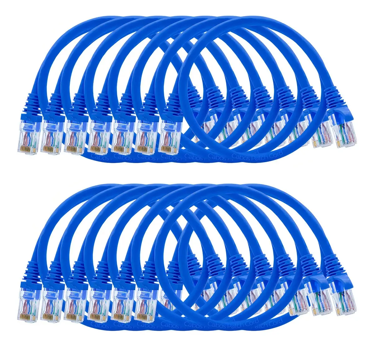 Kit 27 Cabos de Rede Patch Cord Cat6 2,5 Metros Azul