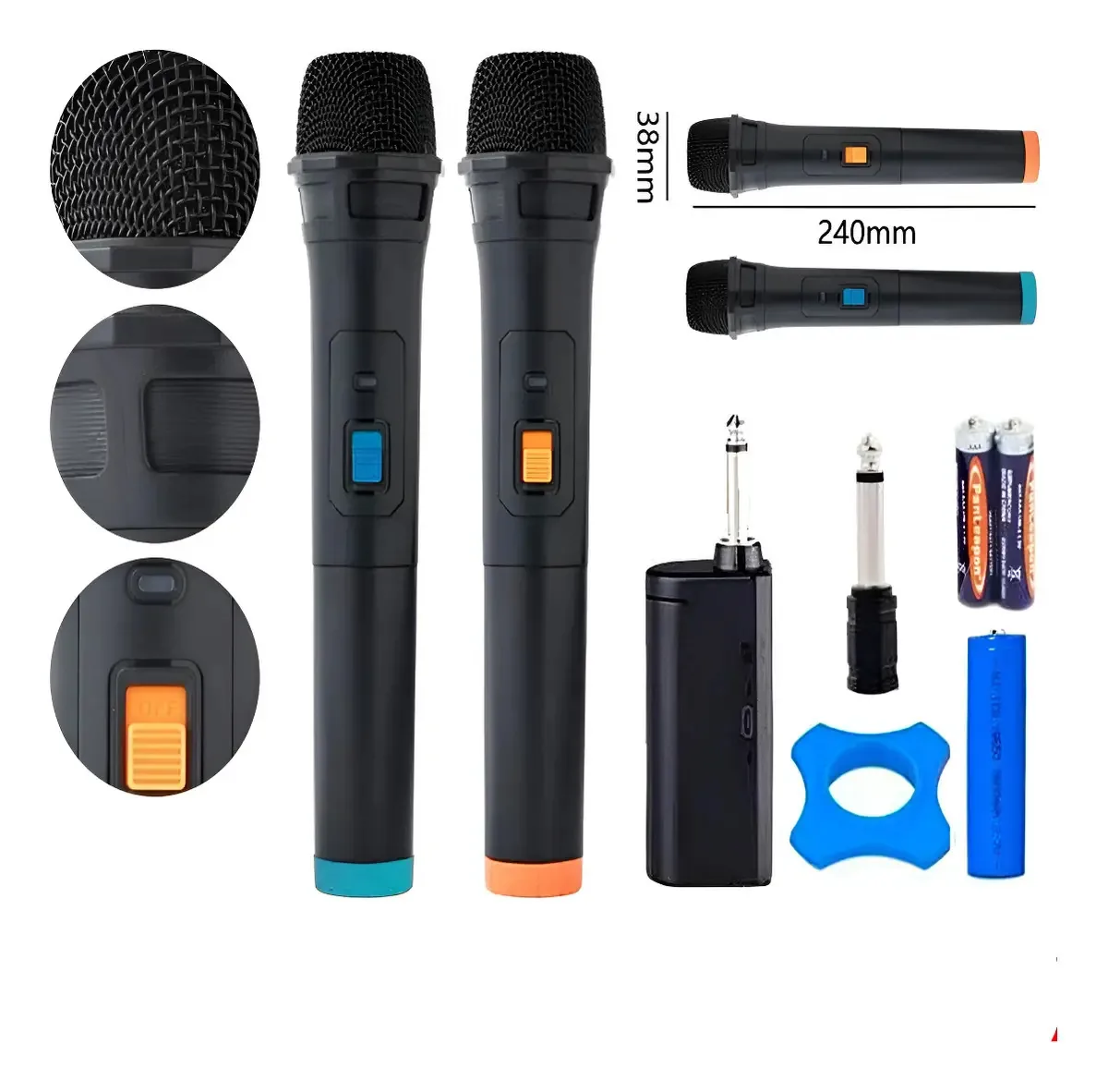 Microfones Hq Sem Fio Dinâmico Cardioide Cor Preto