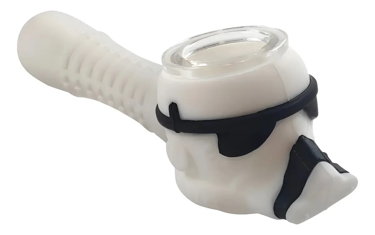 Pipe Cachimbo Silicone Stormtrooper Branco com Bowl de Vidro