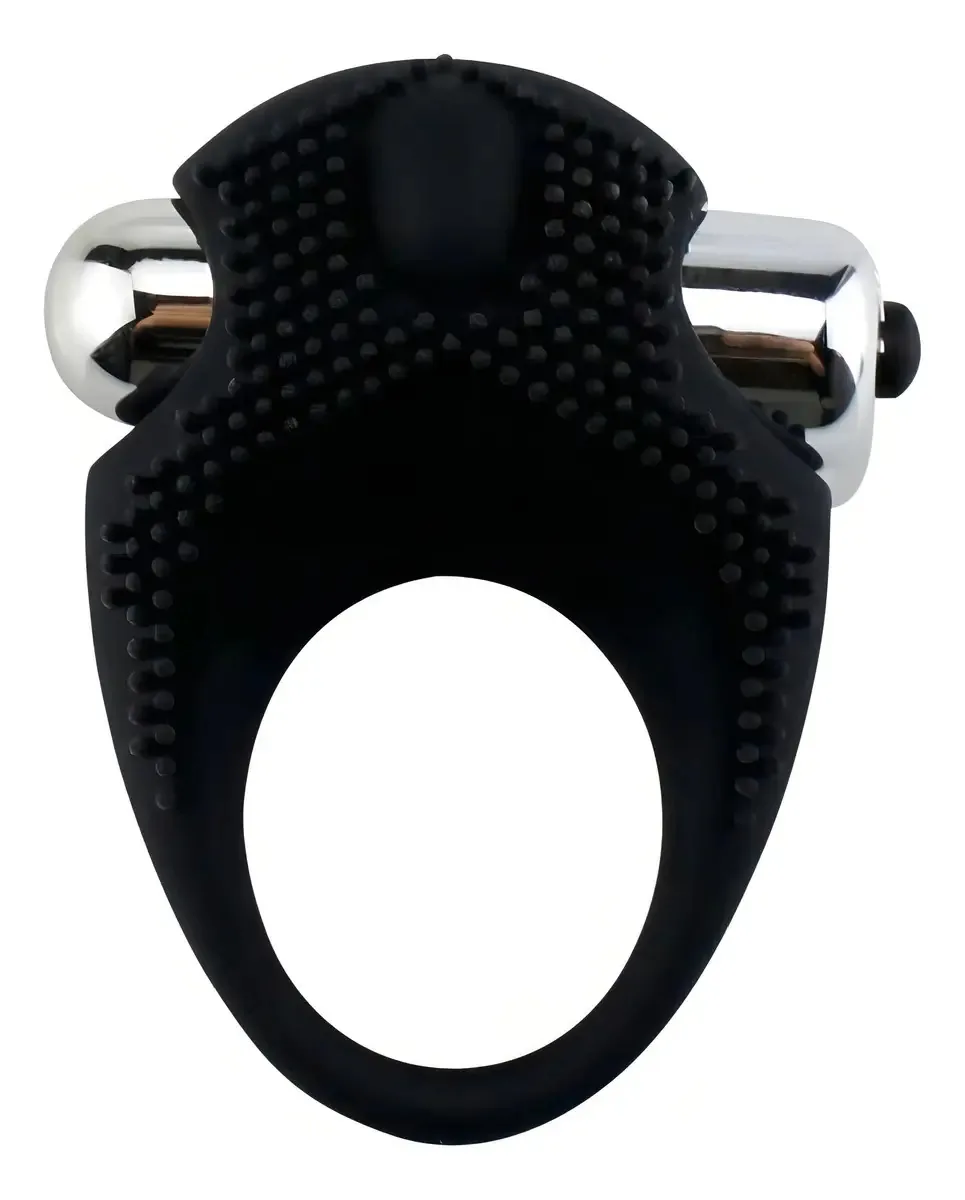 Anel vibratório de silicone preto