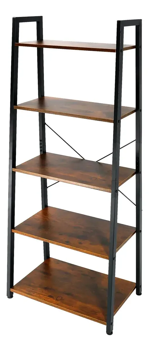 Mobiliário de cozinha Portga: organizador minimalista de madeira e aço com 5 prateleiras, organizador multiuso, prateleiras de até 120 kg, dimensões: 151 cm x 56 cm x 33,5 cm, adequado para salas...