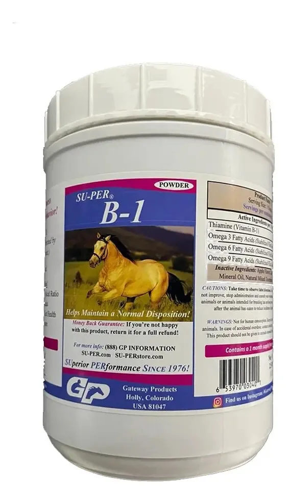 Vitamina em pó Super B-1 Omegas para cavalos 2,5 libras