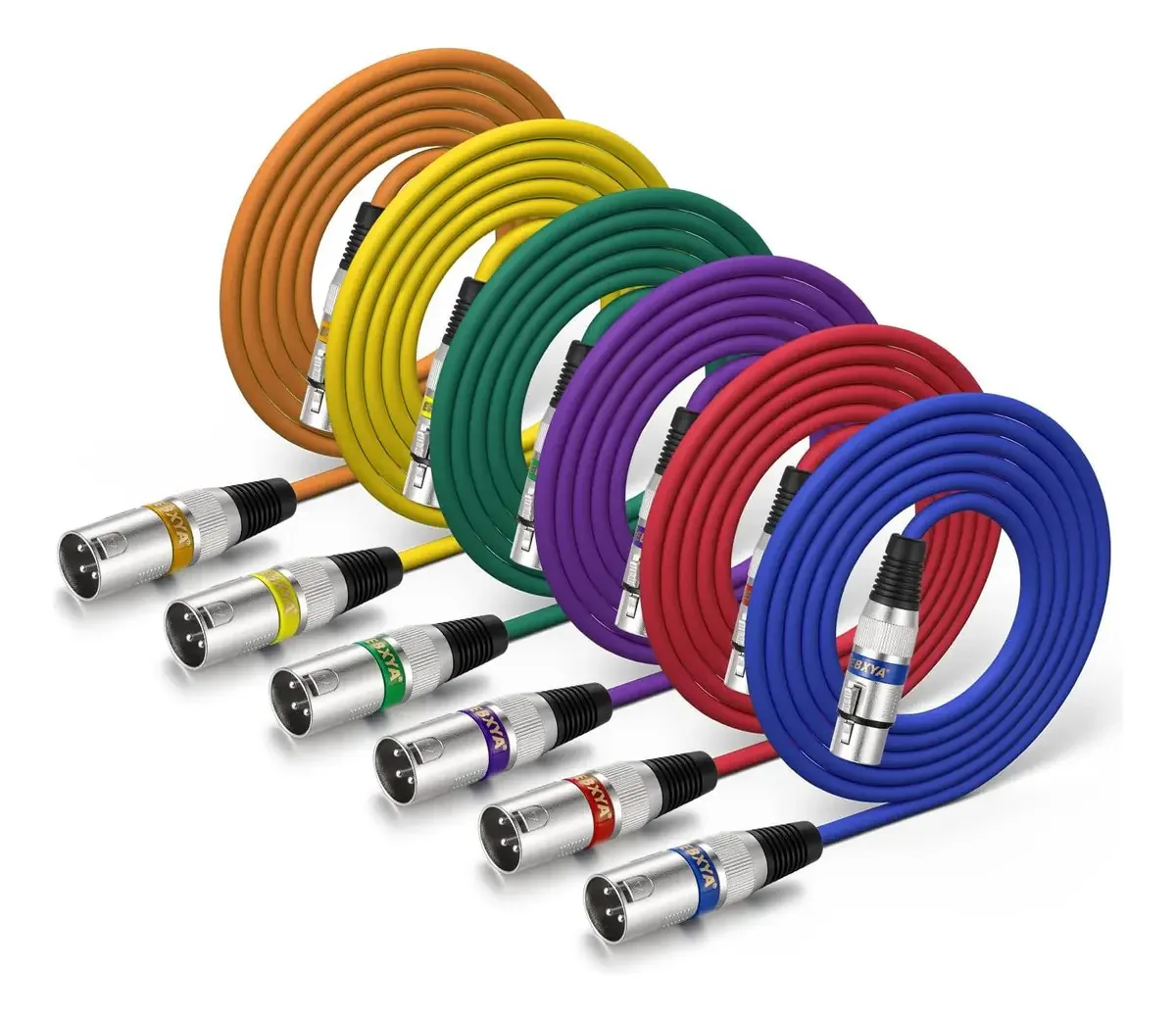 Cabo de microfone Ebxya XLR de 6 pés e 6 pacotes de cores